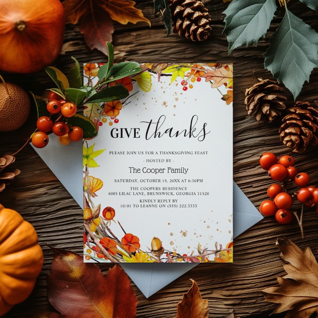 Invitation Dîner de Thanksgiving d'automne 'Rendez Grâce' (Créateur téléchargé)