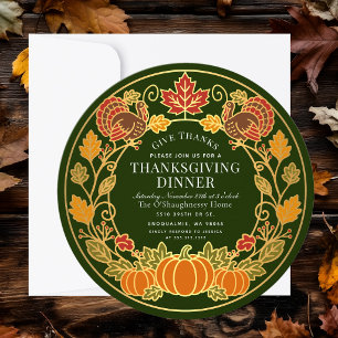 Invitation Dîner de Thanksgiving de dinde de citrouille d'aut