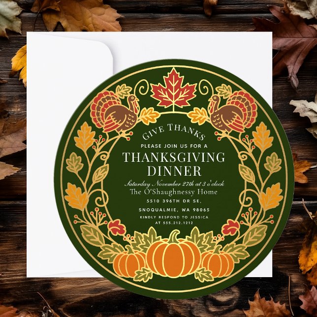 Invitation Dîner de Thanksgiving de dinde de citrouille d'aut (Créateur téléchargé)