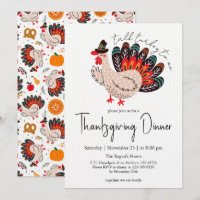 Dîner de Thanksgiving de dinde mignonne colorée