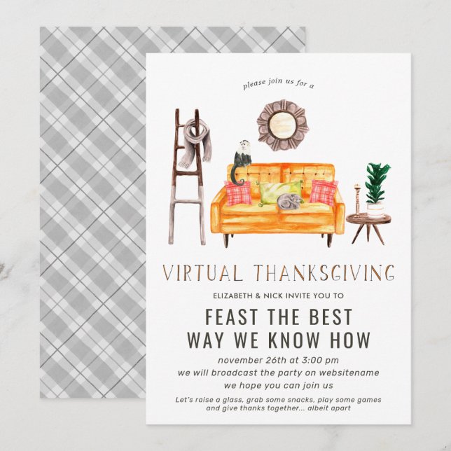 Invitation Dîner de Thanksgiving de Friendsgiving virtuel (Devant / Derrière)
