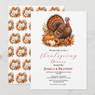 Invitation Dîner de Thanksgiving de la dinde de citrouille d'