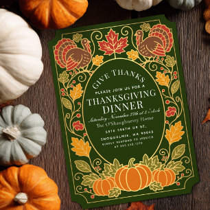 Invitation Dîner de Thanksgiving de la dinde de citrouille d'