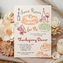 Dîner de Thanksgiving dessiné à la main Sauvegarde