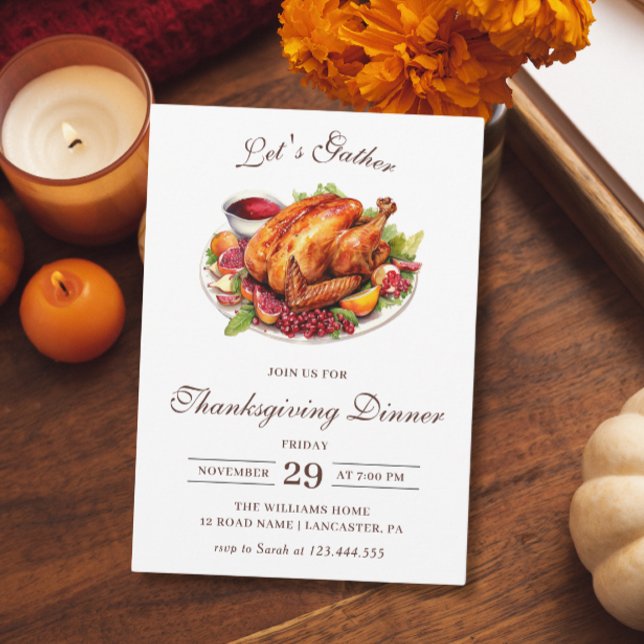 Invitation Dîner de Thanksgiving Dinde Automne Moderne Chic (Créateur téléchargé)