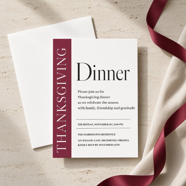 Invitation Dîner de Thanksgiving éditorial Bourgogne (Créateur téléchargé)