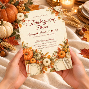 Invitation Dîner de Thanksgiving Élégant