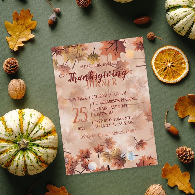 Invitation Dîner de Thanksgiving élégant et chaleureux sous l (Créateur téléchargé)