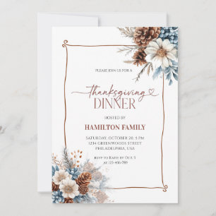 Invitation Dîner de Thanksgiving élégant et floral
