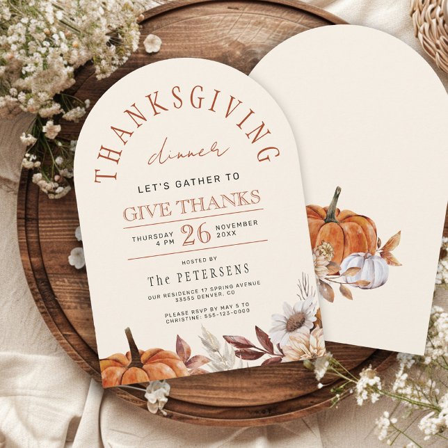 Invitation Dîner de Thanksgiving élégant rustique (Créateur téléchargé)