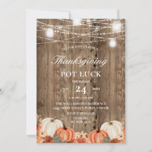 Invitation Dîner de Thanksgiving en plein air Pot pourri de c