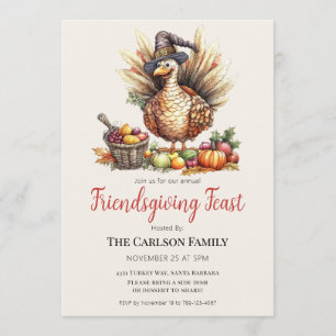 Invitation Dîner de Thanksgiving entre amis Dinde Pèlerin 