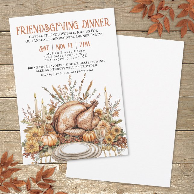 Invitation Dîner de Thanksgiving et Friendsgiving (Thanksgiving Friendsgiving Dinner Invitation)