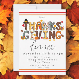 Invitation Dîner de Thanksgiving Festif