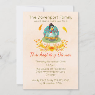 Invitation Dîner de Thanksgiving Fête de la dinde Repas de ta