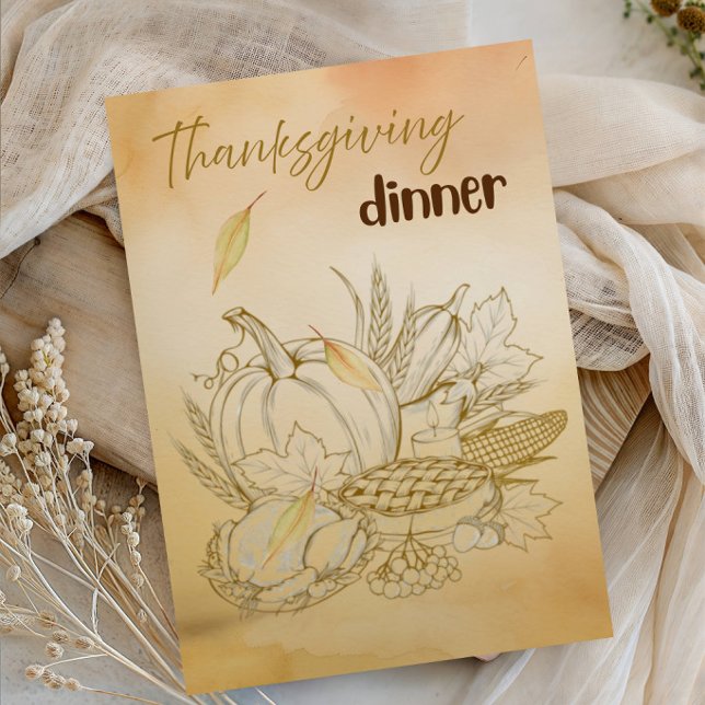 Invitation Dîner de Thanksgiving - Fête de la récolte d'autom (Créateur téléchargé)