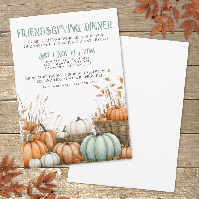 Invitation Dîner de Thanksgiving Fête entre amis (Thanksgiving Dinner Friendsgiving Party Invitation)