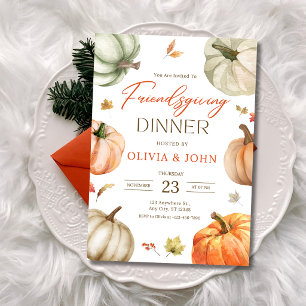Invitation Dîner de Thanksgiving Fête entre amis Citrouille