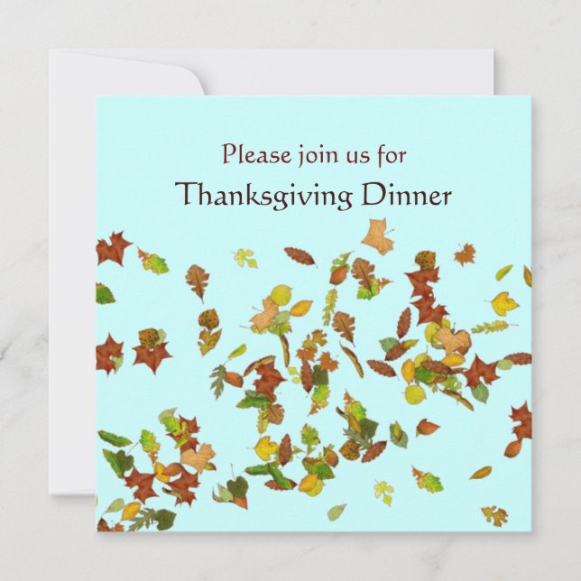 Invitation Dîner de Thanksgiving FEUILLES D'AUTOMNE (Devant)