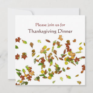 Invitation Dîner de Thanksgiving FEUILLES D'AUTOMNE