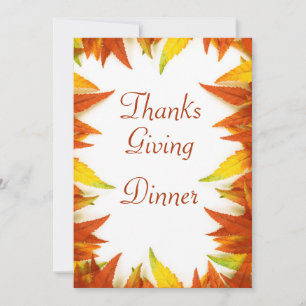 Invitation Dîner de Thanksgiving Feuilles d'automne Double fa