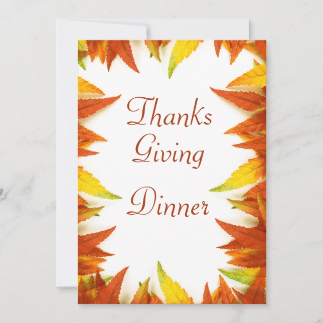 Invitation Dîner de Thanksgiving Feuilles d'automne Double fa (Devant)