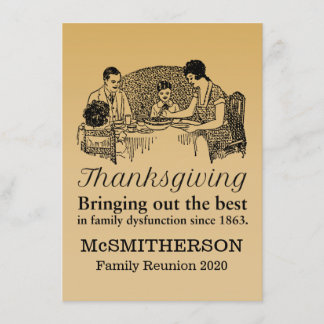 Invitation Dîner de Thanksgiving Funny Famille Reunion Invita