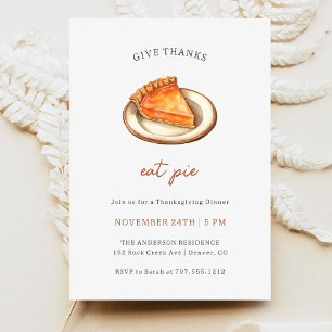 Invitation Dîner de Thanksgiving Manger de la tarte