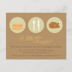 Invitation Dîner de Thanksgiving Moderne Minimaliste