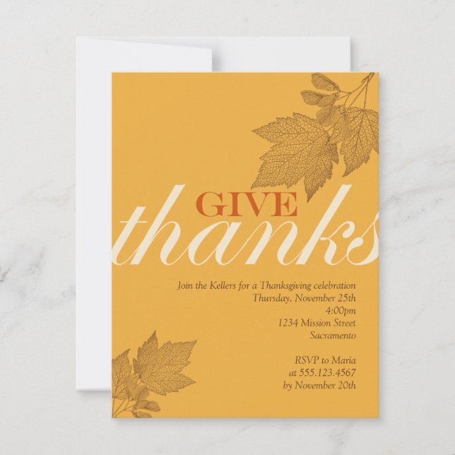 Invitation Dîner de Thanksgiving pour les feuilles marron d'a (Devant)