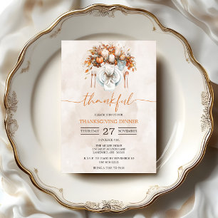 Invitation Dîner de Thanksgiving reconnaissant 