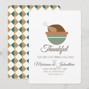 Invitation Dîner de Thanksgiving reconnaissant Famille Turkey