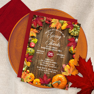 Invitation Dîner de Thanksgiving - Remerciements rustiques bo