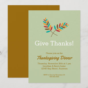 Invitation Dîner de Thanksgiving Remercier les Feuilles d'Aut