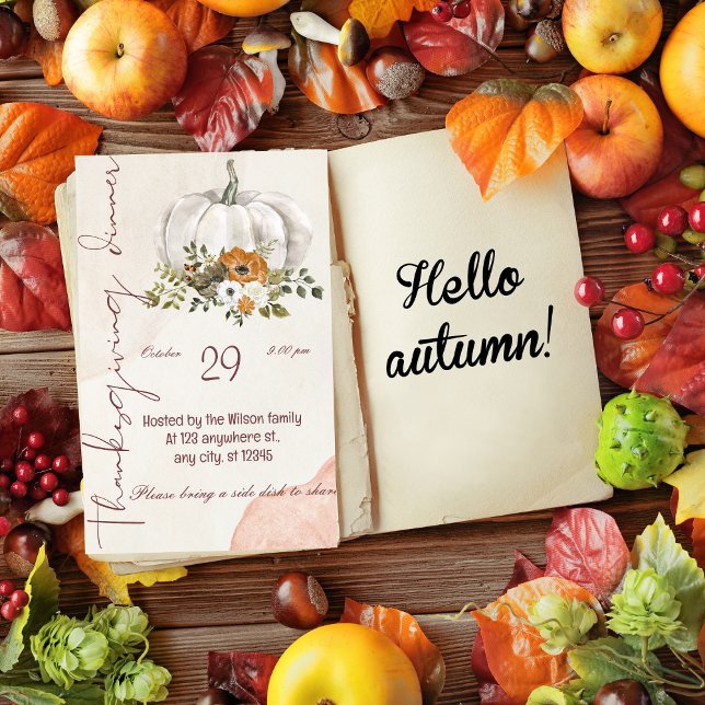 Invitation Dîner de Thanksgiving Remercions (Créateur téléchargé)