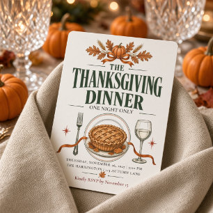 Invitation Dîner de Thanksgiving Rétro Une Nuit Seulement Tar