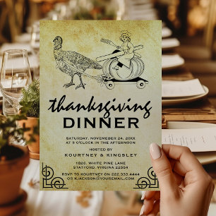 Invitation Dîner de Thanksgiving Rétro Vintage