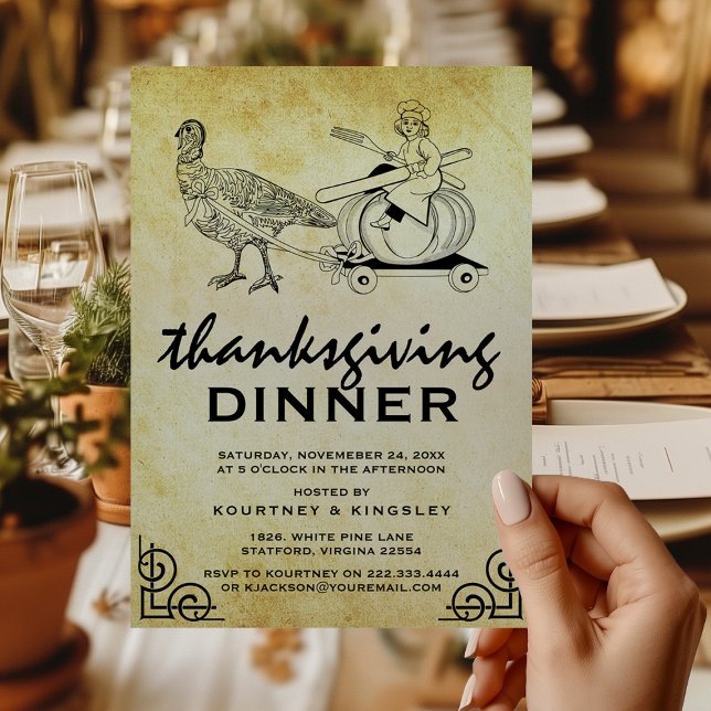 Invitation Dîner de Thanksgiving Rétro Vintage (Créateur téléchargé)