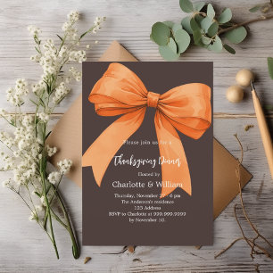 Invitation dîner de Thanksgiving ruban orange bistre marron