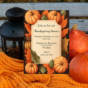 Invitation Dîner de Thanksgiving Rustic Fall Citrouille
