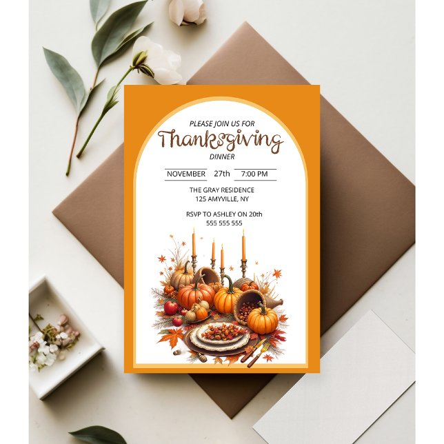 Invitation Dîner de Thanksgiving rustique (Créateur téléchargé)