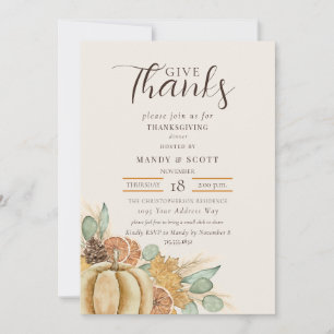 Invitation Dîner de Thanksgiving Rustique Aquarelle Donnez Me
