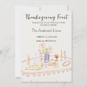 Invitation Dîner de Thanksgiving rustique élégant