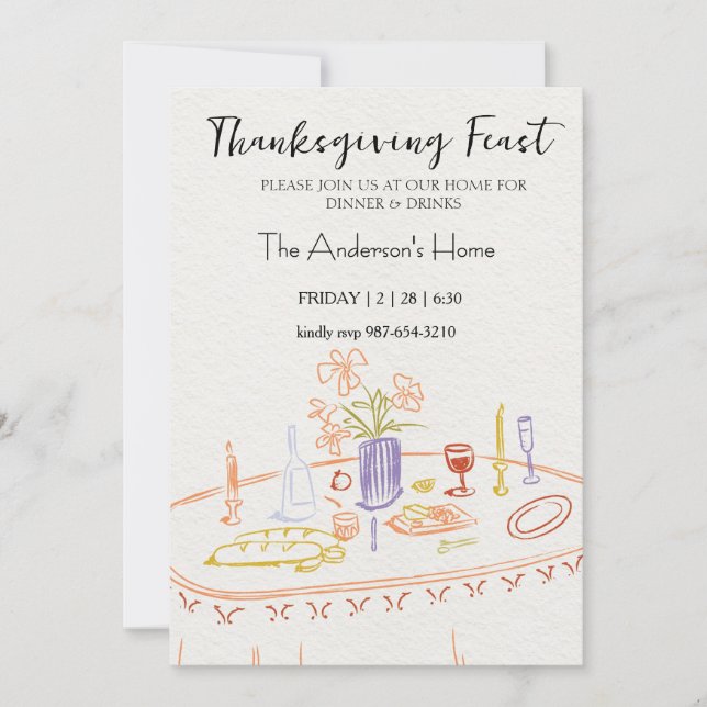 Invitation Dîner de Thanksgiving rustique élégant (Devant)