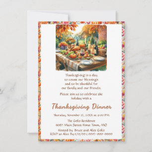 Invitation Dîner de Thanksgiving rustique en famille et entre