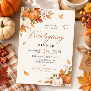 Invitation dîner de Thanksgiving Rustique Friendsgiving