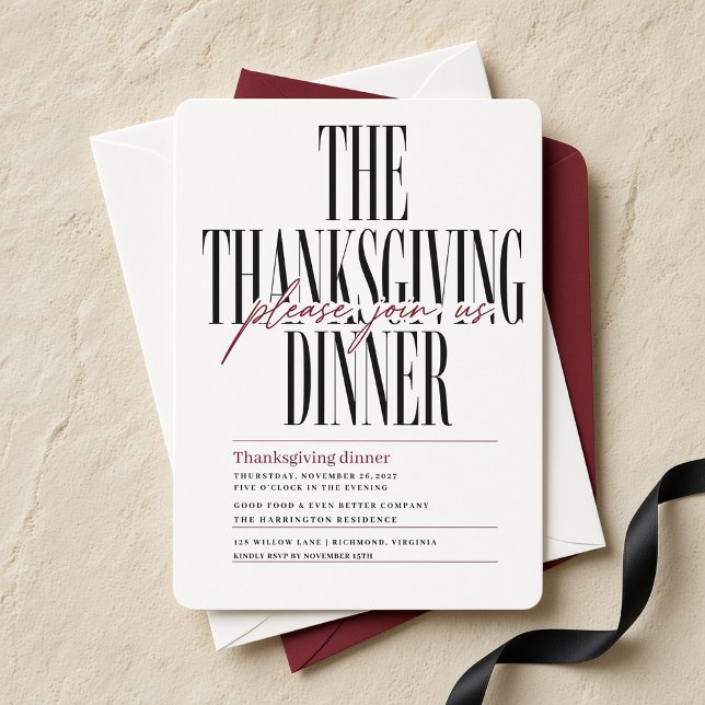 Invitation Dîner de Thanksgiving sur un scénario éditorial (Créateur téléchargé)