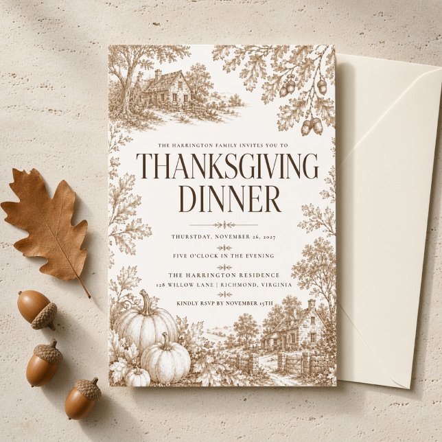 Invitation Dîner de Thanksgiving Toile Vintage (Créateur téléchargé)