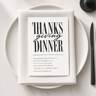 Invitation Dîner de Thanksgiving Typographie Moderne