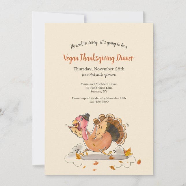 Invitation Dîner de Thanksgiving végan (Devant)